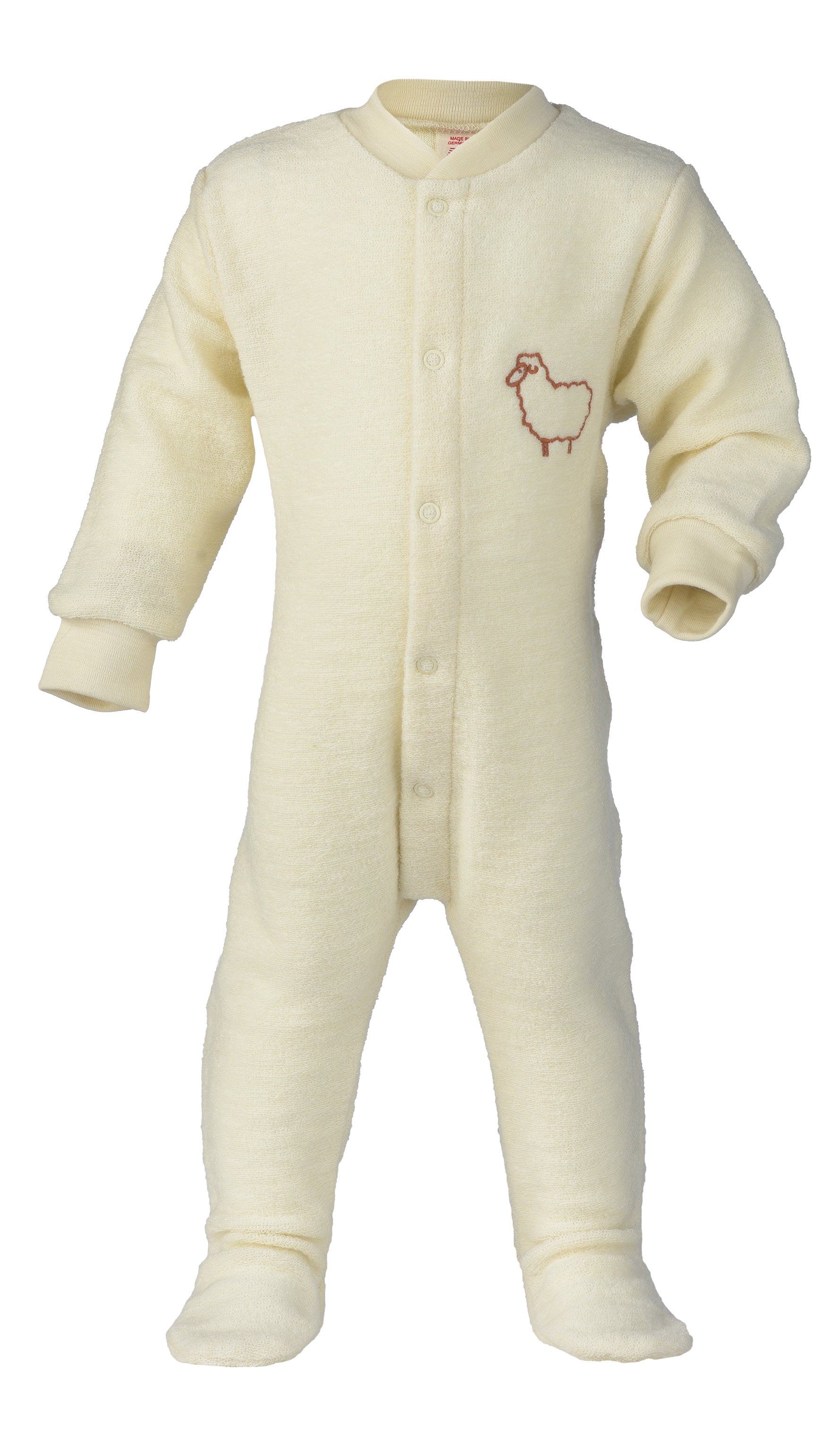 Pigiama in spugna di lana bio ecrù (con pecora)